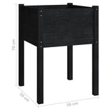 Garden Planters 2 pcs Black 50x50x70 cm Solid Pinewood - Low Angle