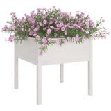 Garden Planter White 70x70x70 cm Solid Pinewood - Side View