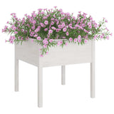 Garden Planters 2 pcs White 70x70x70 cm Solid Pinewood - Side View