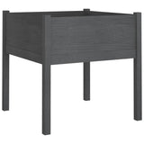Garden Planter Grey 70x70x70 cm Solid Pinewood - Front View