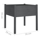 Garden Planters 2 pcs Grey 70x70x70 cm Solid Pinewood - Low Angle