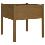 Garden Planter Honey Brown 70x70x70 cm Solid Pinewood - Front View