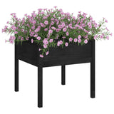 Garden Planter Black 70x70x70 cm Solid Pinewood - Side View