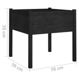 Garden Planters 2 pcs Black 70x70x70 cm Solid Pinewood - Low Angle