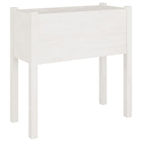Garden Planter White 70x31x70 cm Solid Pinewood - Front View