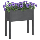 Garden Planter Grey 70x31x70 cm Solid Pinewood - Rear View