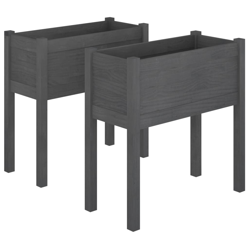 Garden Planters 2 pcs Grey 70x31x70 cm Solid Pinewood