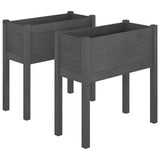 Garden Planters 2 pcs Grey 70x31x70 cm Solid Pinewood - Front View