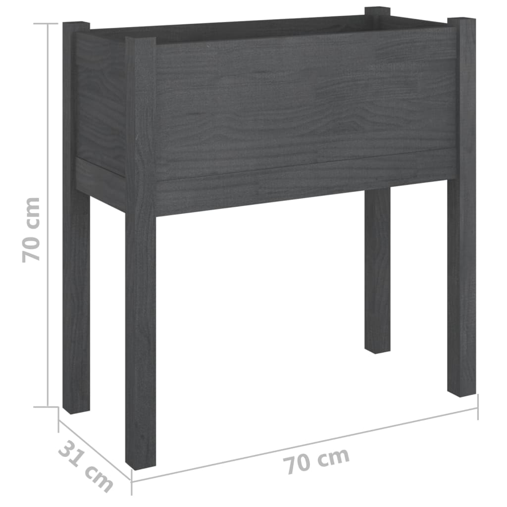 Garden Planters 2 pcs Grey 70x31x70 cm Solid Pinewood