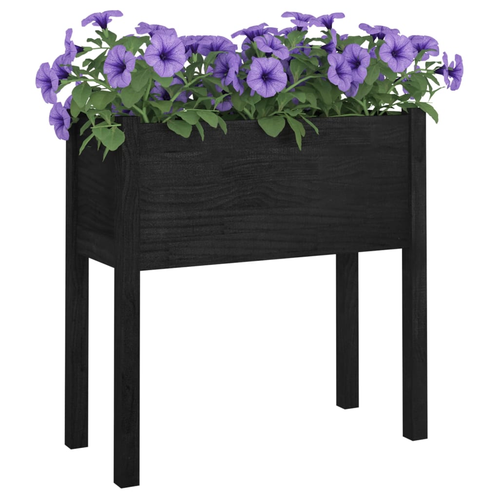 Garden Planter Black 70x31x70 cm Solid Pinewood