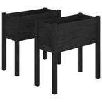 Garden Planters 2 pcs Black 70x31x70 cm Solid Pinewood