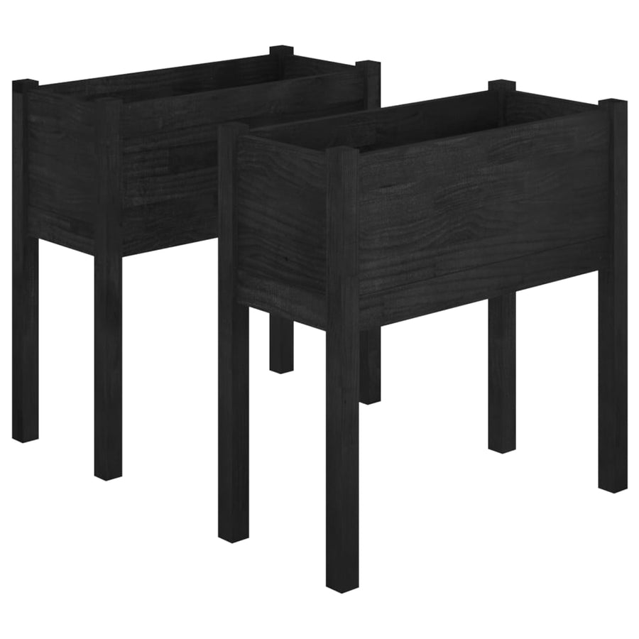 Garden Planters 2 pcs Black 70x31x70 cm Solid Pinewood