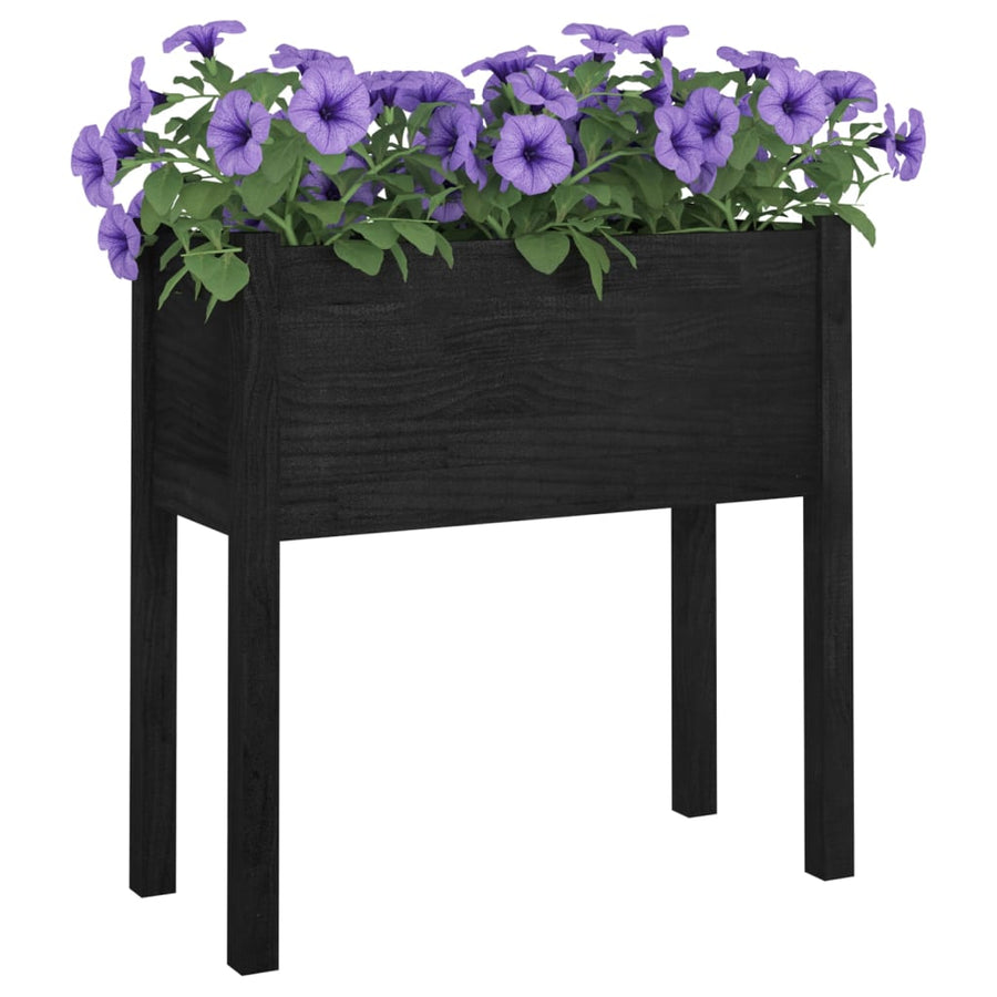 Garden Planters 2 pcs Black 70x31x70 cm Solid Pinewood