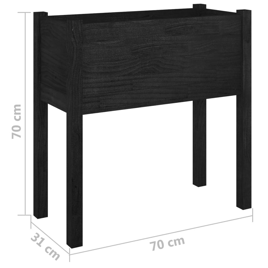 Garden Planters 2 pcs Black 70x31x70 cm Solid Pinewood