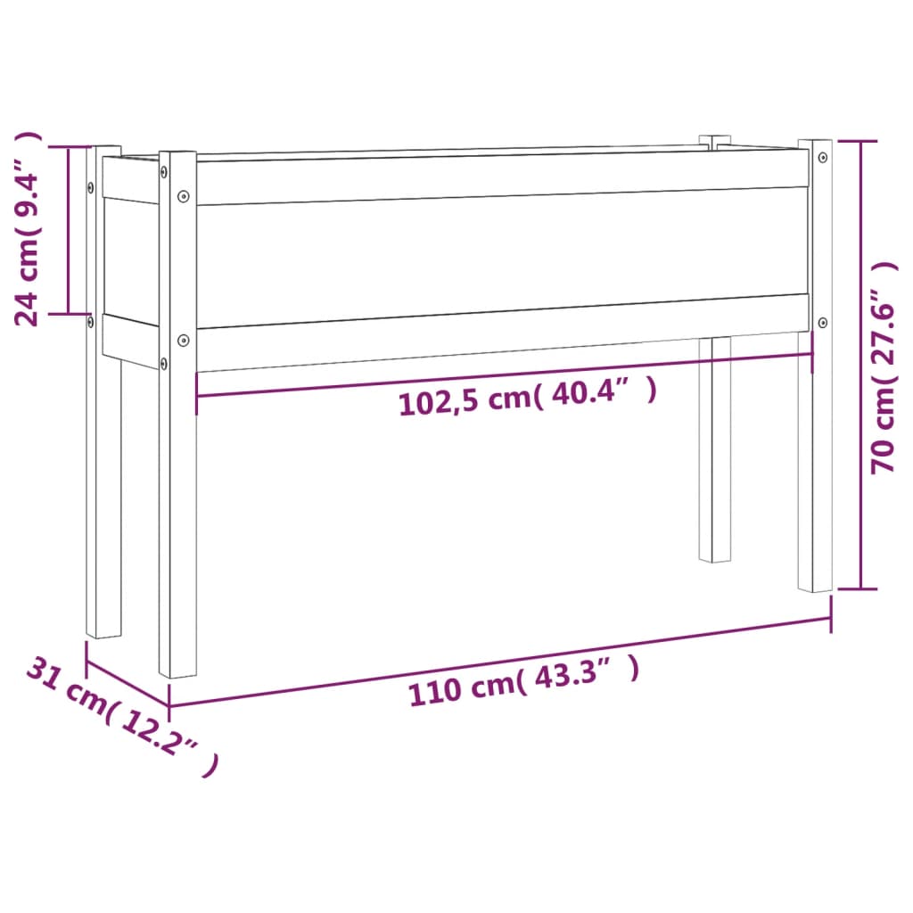 Garden Planters 2 pcs 110x31x70 cm Solid Pinewood