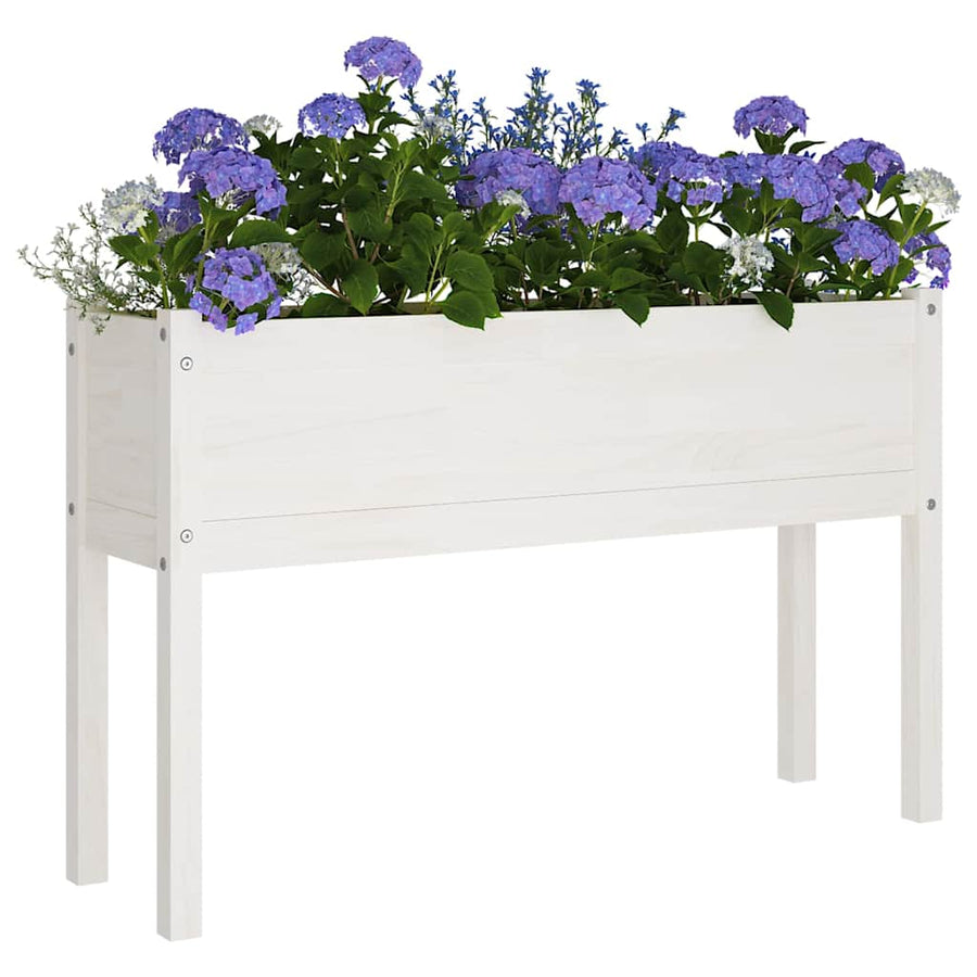 Garden Planter White 110x31x70 cm Solid Pinewood