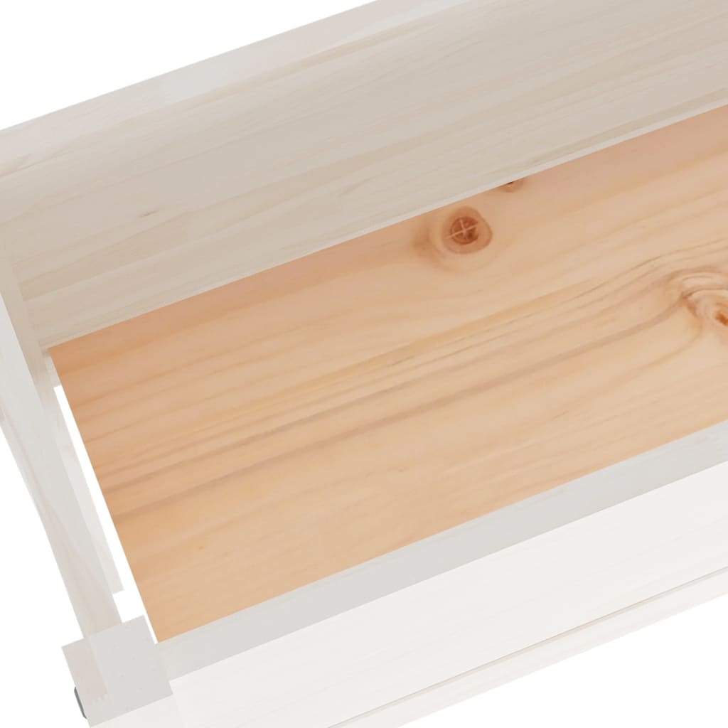 Garden Planter White 110x31x70 cm Solid Pinewood