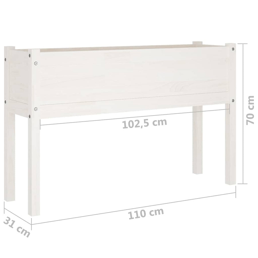 Garden Planter White 110x31x70 cm Solid Pinewood