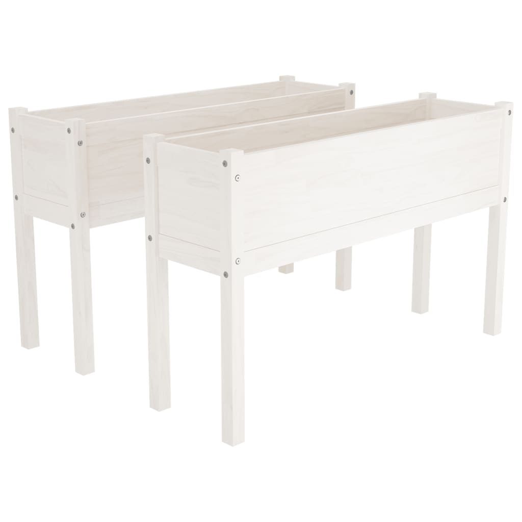 Garden Planters 2 pcs White 110x31x70 cm Solid Pinewood