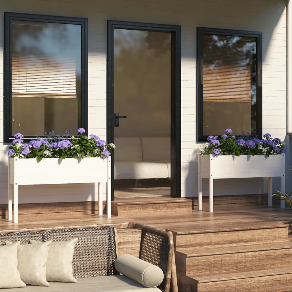 Garden Planters 2 pcs White 110x31x70 cm Solid Pinewood