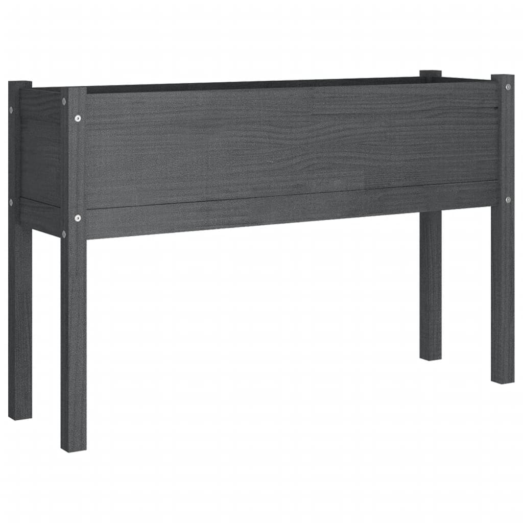 Garden Planter Grey 110x31x70 cm Solid Pinewood