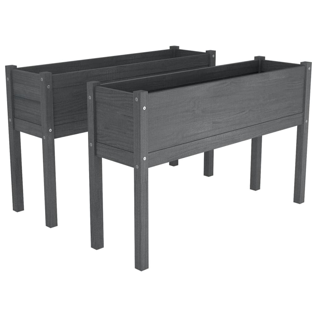 Garden Planters 2 pcs Grey 110x31x70 cm Solid Pinewood