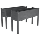 Garden Planters 2 pcs Grey 110x31x70 cm Solid Pinewood - Front View