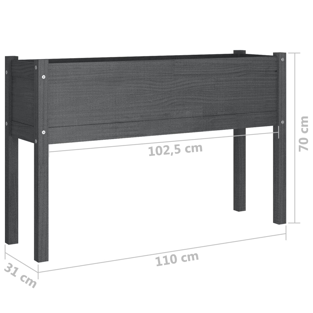 Garden Planters 2 pcs Grey 110x31x70 cm Solid Pinewood