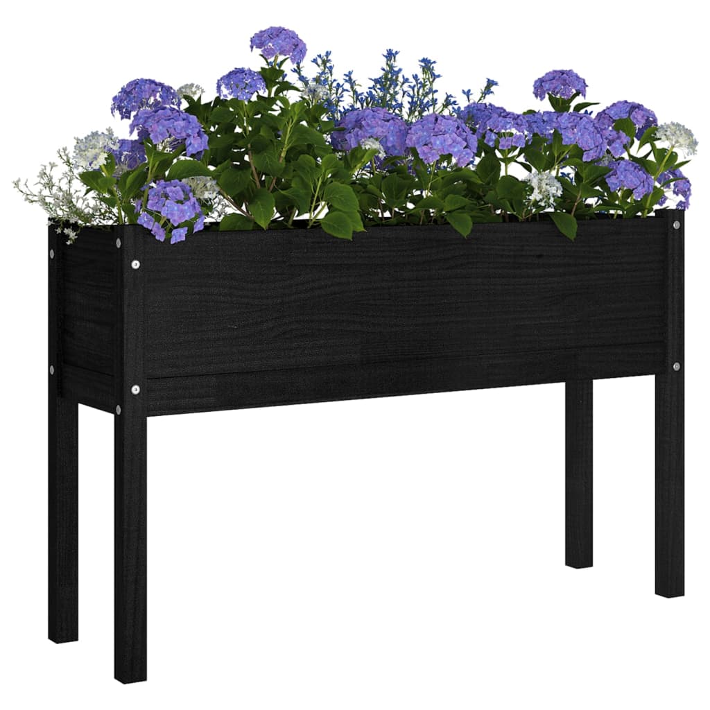 Garden Planter Black 110x31x70 cm Solid Pinewood