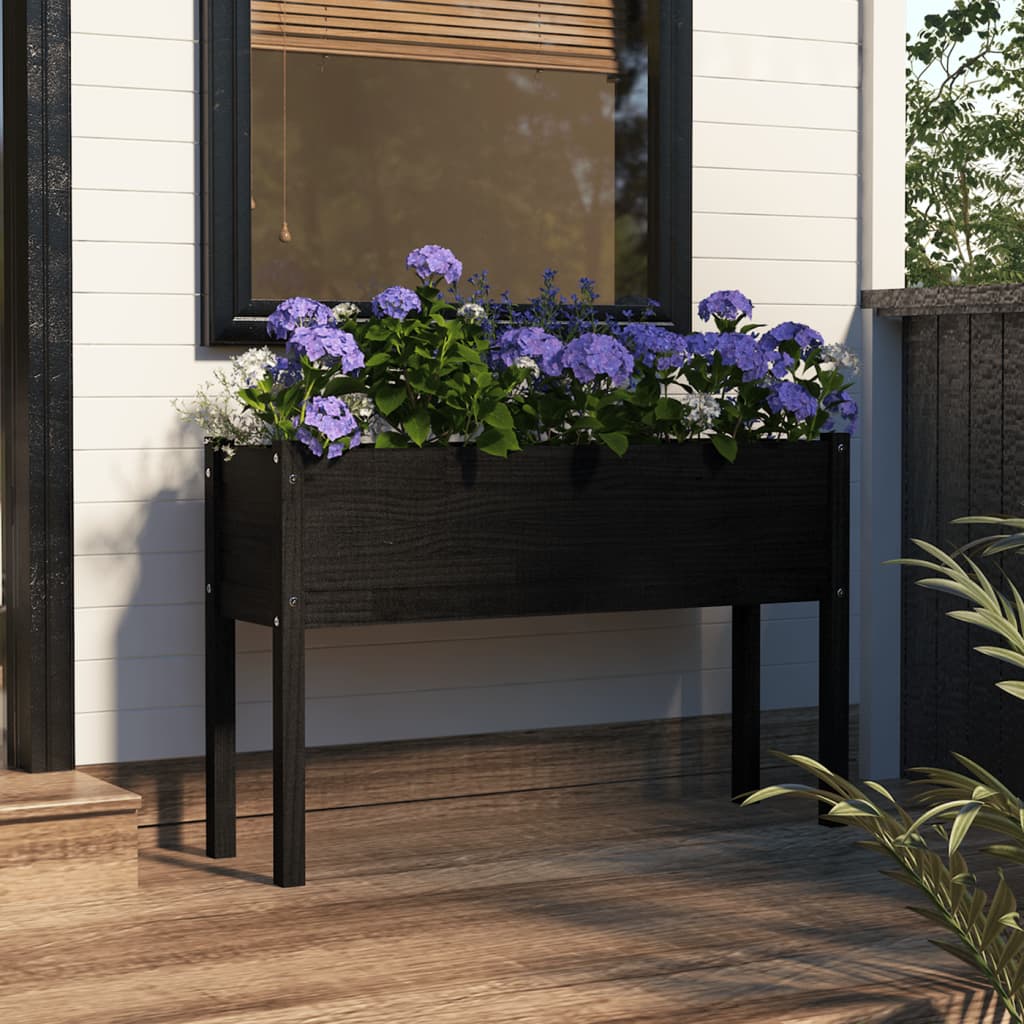 Garden Planter Black 110x31x70 cm Solid Pinewood