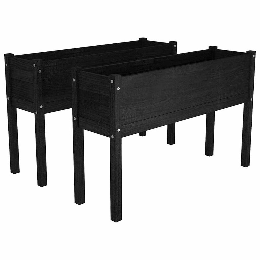 Garden Planters 2 pcs Black 110x31x70 cm Solid Pinewood