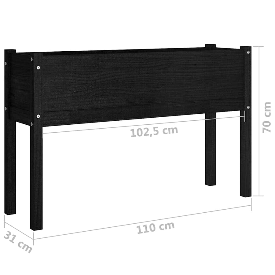 Garden Planters 2 pcs Black 110x31x70 cm Solid Pinewood