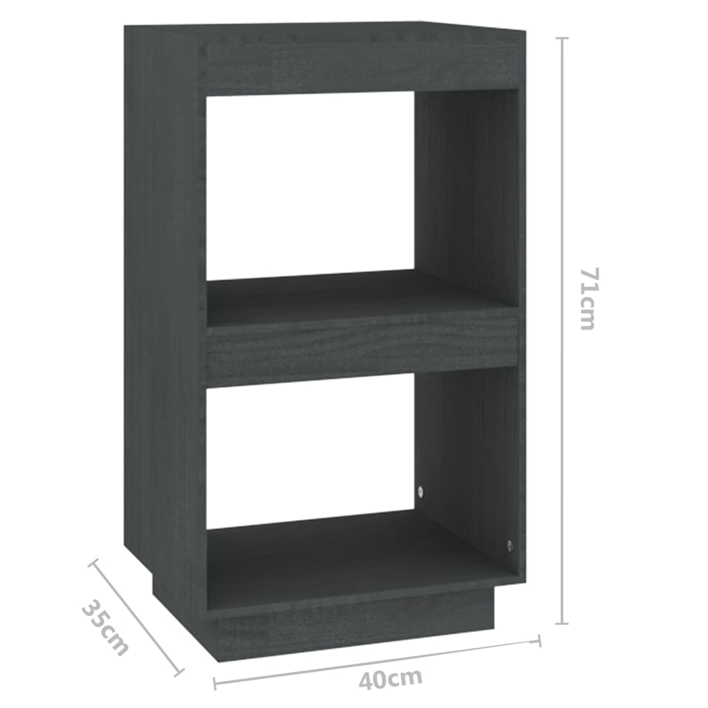 Book Cabinet Grey 40x35x71 cm Solid Pinewood