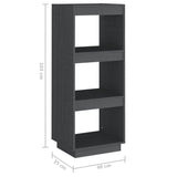 Book Cabinet/Room Divider Grey 40x35x103 cm Solid Pinewood - Low Angle