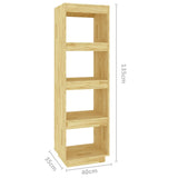 Book Cabinet/Room Divider 40x35x135 cm Solid Pinewood - Low Angle