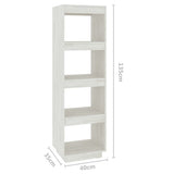 Book Cabinet/Room Divider White 40x35x135 cm Solid Pinewood