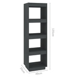 Book Cabinet/Room Divider Grey 40x35x135 cm Solid Pinewood - Low Angle