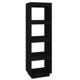 Book Cabinet/Room Divider Black 40x35x135 cm Solid Pinewood - Front View