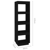 Book Cabinet/Room Divider Black 40x35x135 cm Solid Pinewood - Low Angle