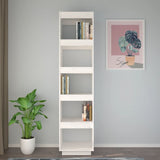 Book Cabinet/Room Divider White 40x35x167 cm Solid Wood Pine - Side View