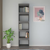 Book Cabinet/Room Divider Grey 40x35x167 cm Solid Wood Pine - Side View