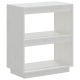 Book Cabinet White 60x35x71 cm Solid Wood Pine - Front View