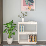 Book Cabinet White 60x35x71 cm Solid Wood Pine - Side View