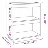 Book Cabinet White 60x35x71 cm Solid Wood Pine