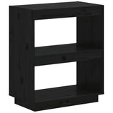 Book Cabinet Black 60x35x71 cm Solid Wood Pine