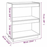 Book Cabinet Black 60x35x71 cm Solid Wood Pine