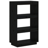 Book Cabinet/Room Divider Black 60x35x103 cm Solid Wood Pine - Front View