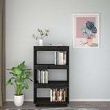Book Cabinet/Room Divider Black 60x35x103 cm Solid Wood Pine - Side View