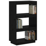 Book Cabinet/Room Divider Black 60x35x103 cm Solid Wood Pine - Top-Down View