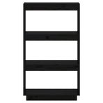 Book Cabinet/Room Divider Black 60x35x103 cm Solid Wood Pine